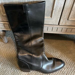 J.Crew Black Leather Knee High Riding Boots